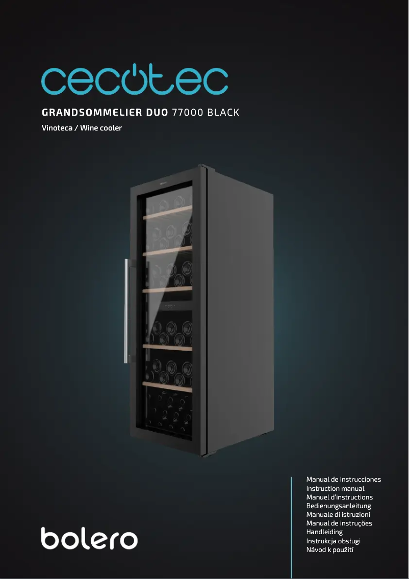 Page 1 de la notice Manuel utilisateur Cecotec Bolero GrandSommelier Duo 77000