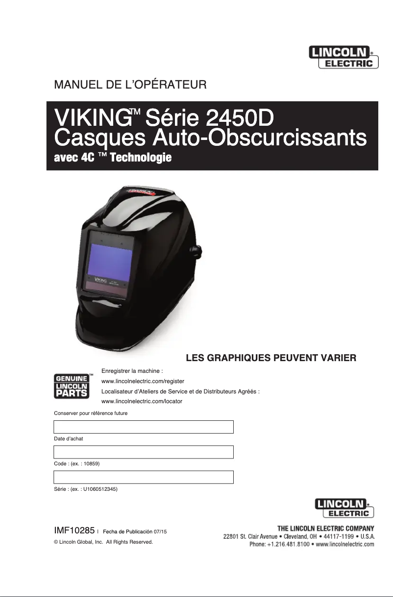 Página 1 del manual Manual de usuario Lincoln Electric VIKING 2450D