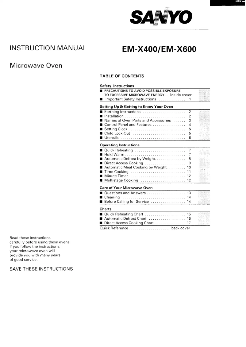 Image de la première page du manuel de l'appareil EM-X600