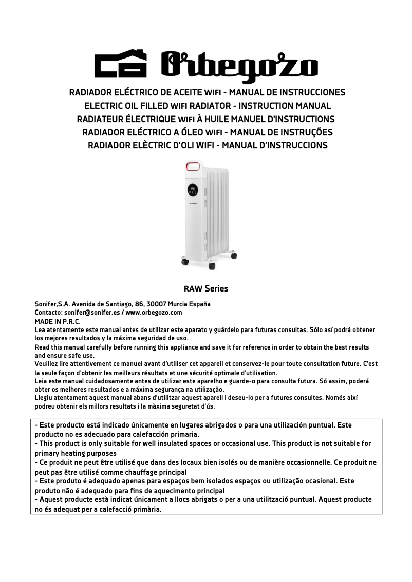 Page 1 de la notice Manuel utilisateur Orbegozo RAW 2000