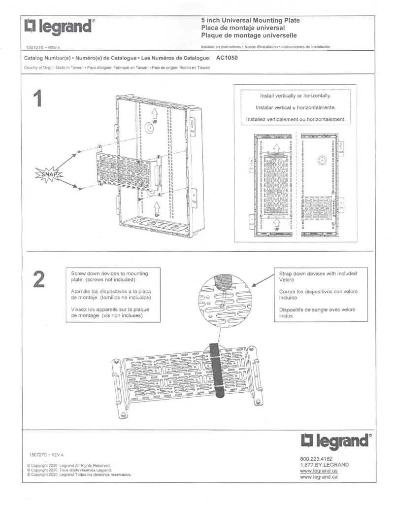 Page n°1 - Manuel utilisateur On-Q ENP1705-NA-V1