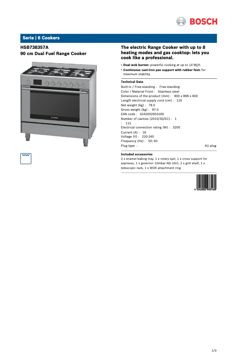 First page image of the manual for HSB738357A