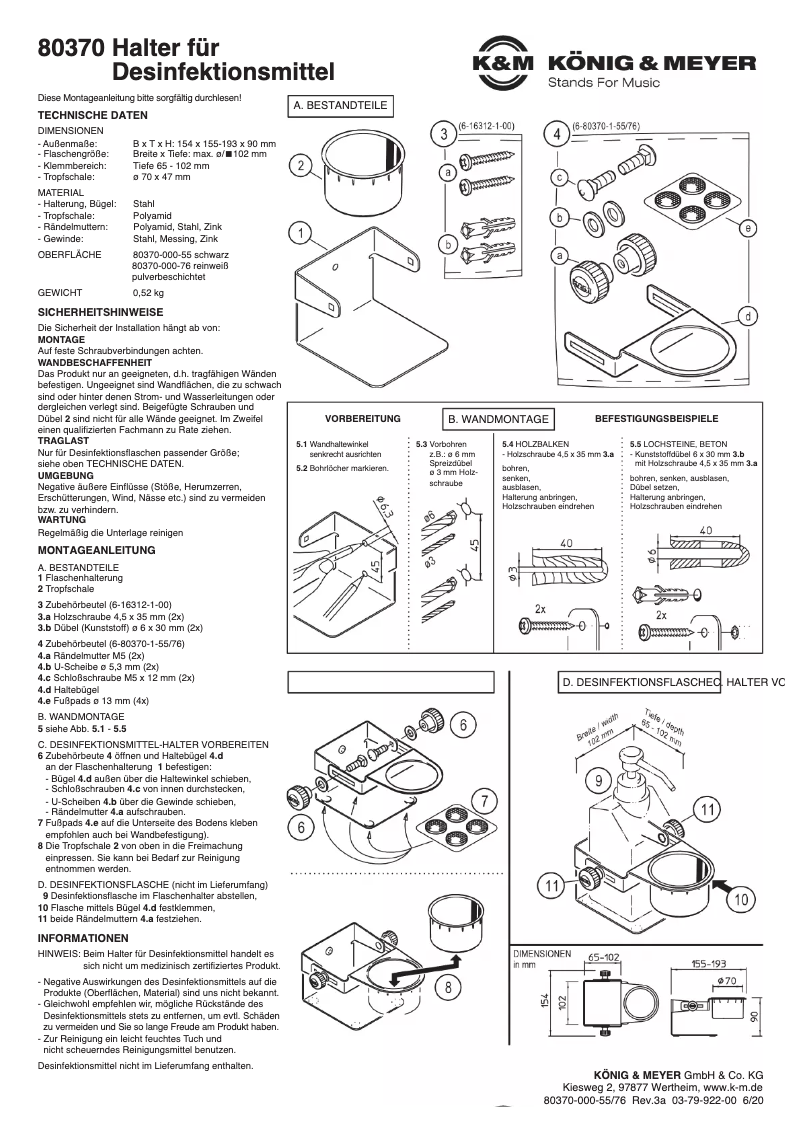 Page n°1 - Manuel utilisateur K&M 80370