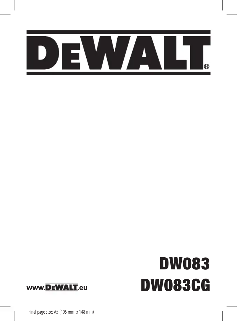 Page 1 de la notice Manuel utilisateur DeWalt DW083