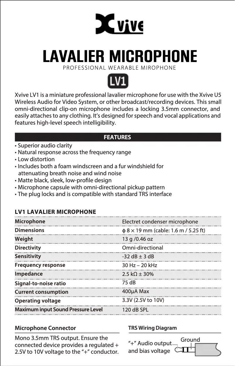 Page n°1 - Manuel utilisateur Xvive LV1