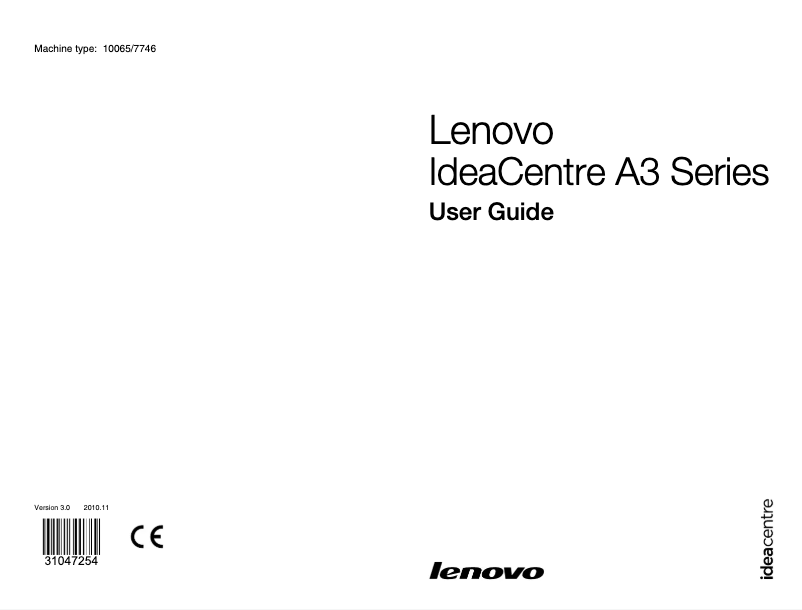 Page n°1 - Manuel utilisateur Lenovo IdeaCentre A320