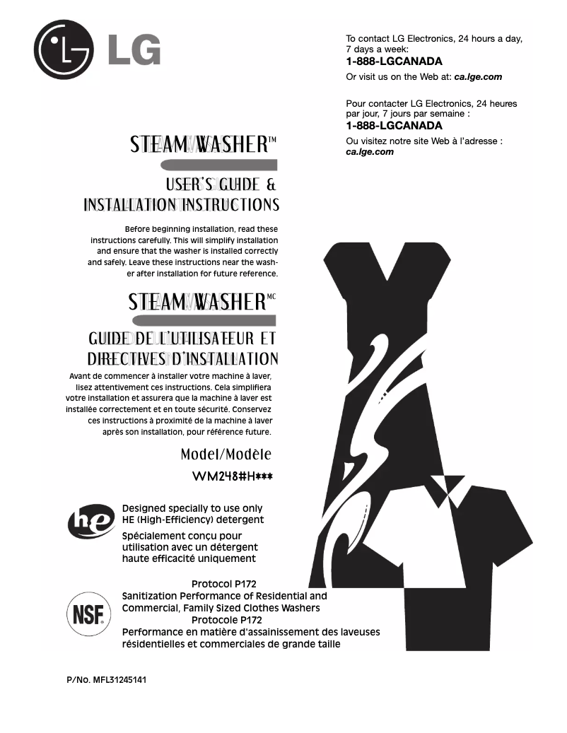 Page 1 de la notice Manuel utilisateur LG WM2487HSMA