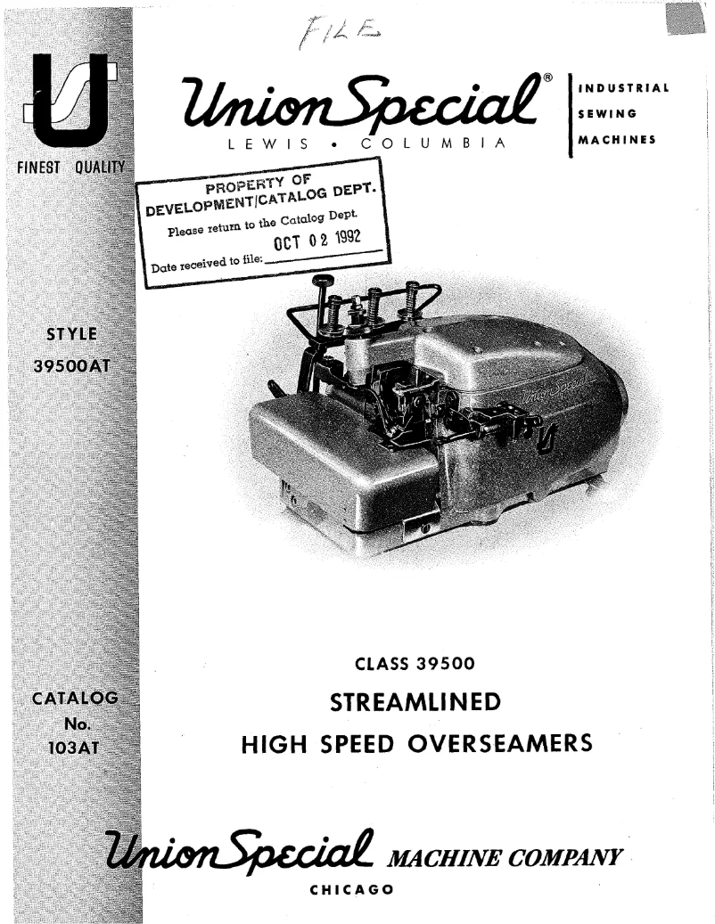 Page 1 de la notice Manuel utilisateur Union Special 39500AT