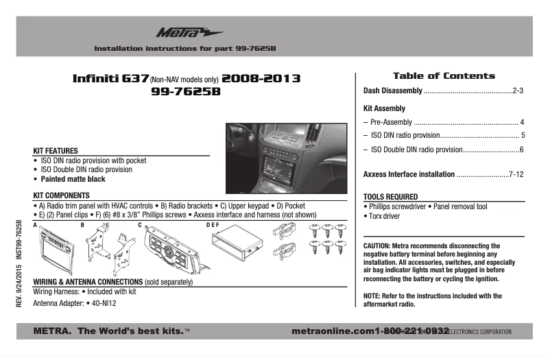 Image de la première page du manuel de l'appareil 99-7625B
