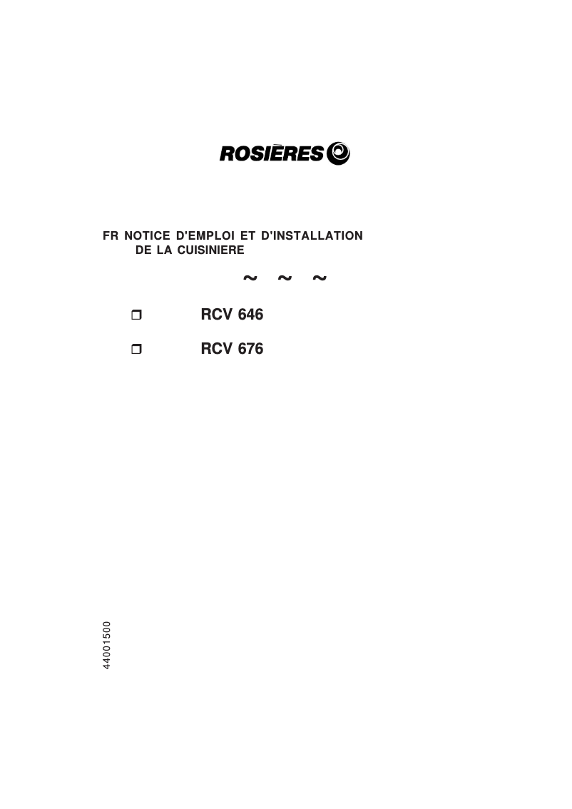 Page 1 de la notice Manuel utilisateur Rosieres CFRCV676RB