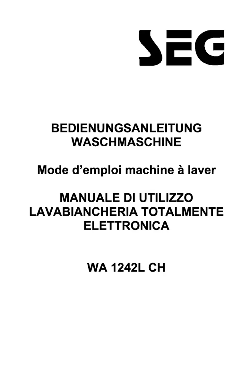 Page n°1 - Manuel utilisateur SEG WA 1242L CH