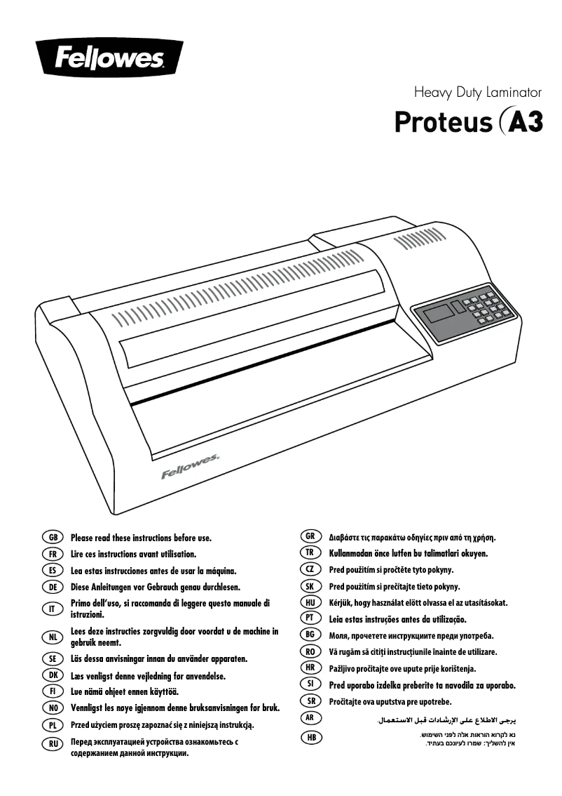 Page n°1 - Manuel utilisateur Fellowes Proteus A3/125