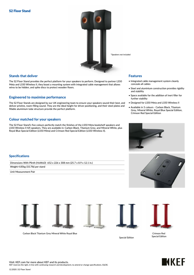 Page 1 de la notice Fiche technique KEF S2