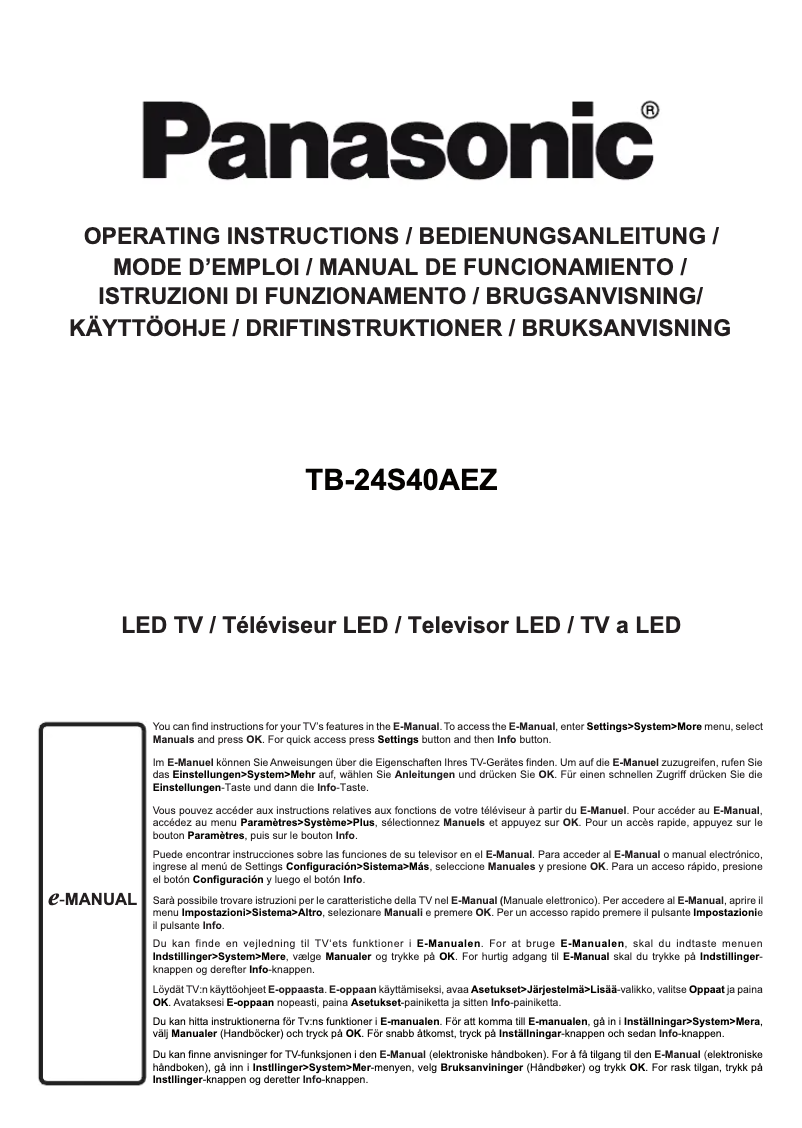 Image de la première page du manuel de l'appareil TB-24S40AEZ