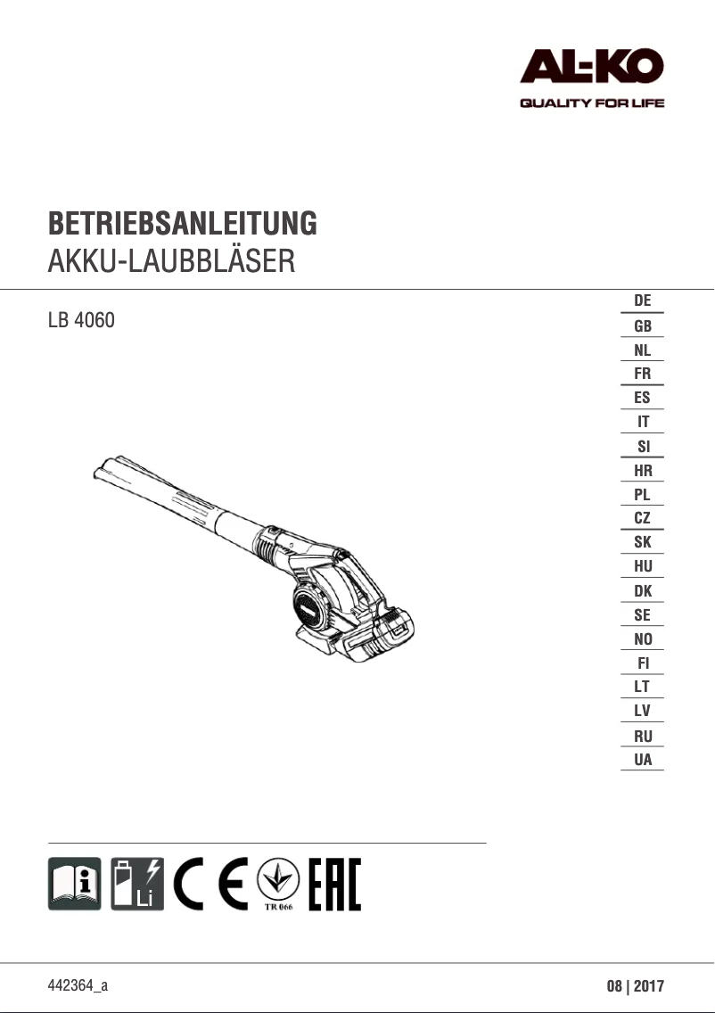 Page 1 de la notice Manuel utilisateur AL-KO LB 4060