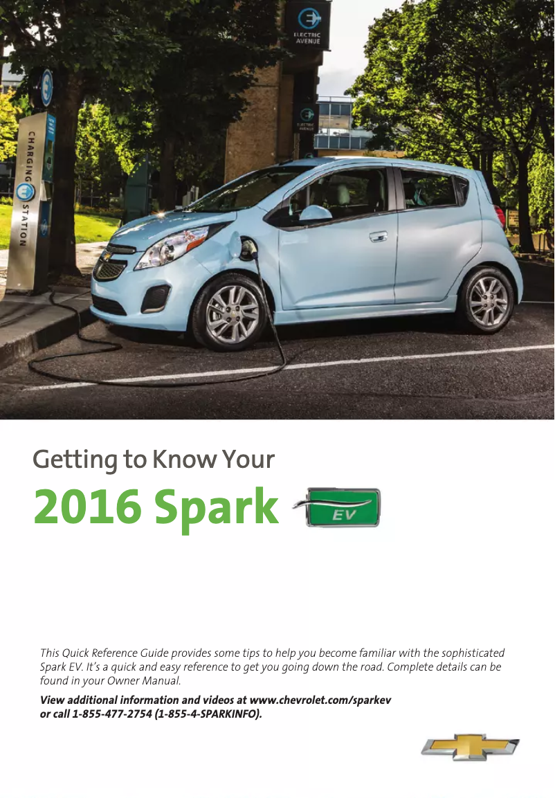 Page 1 de la notice Guide de démarrage rapide Chevrolet Spark EV (2016)
