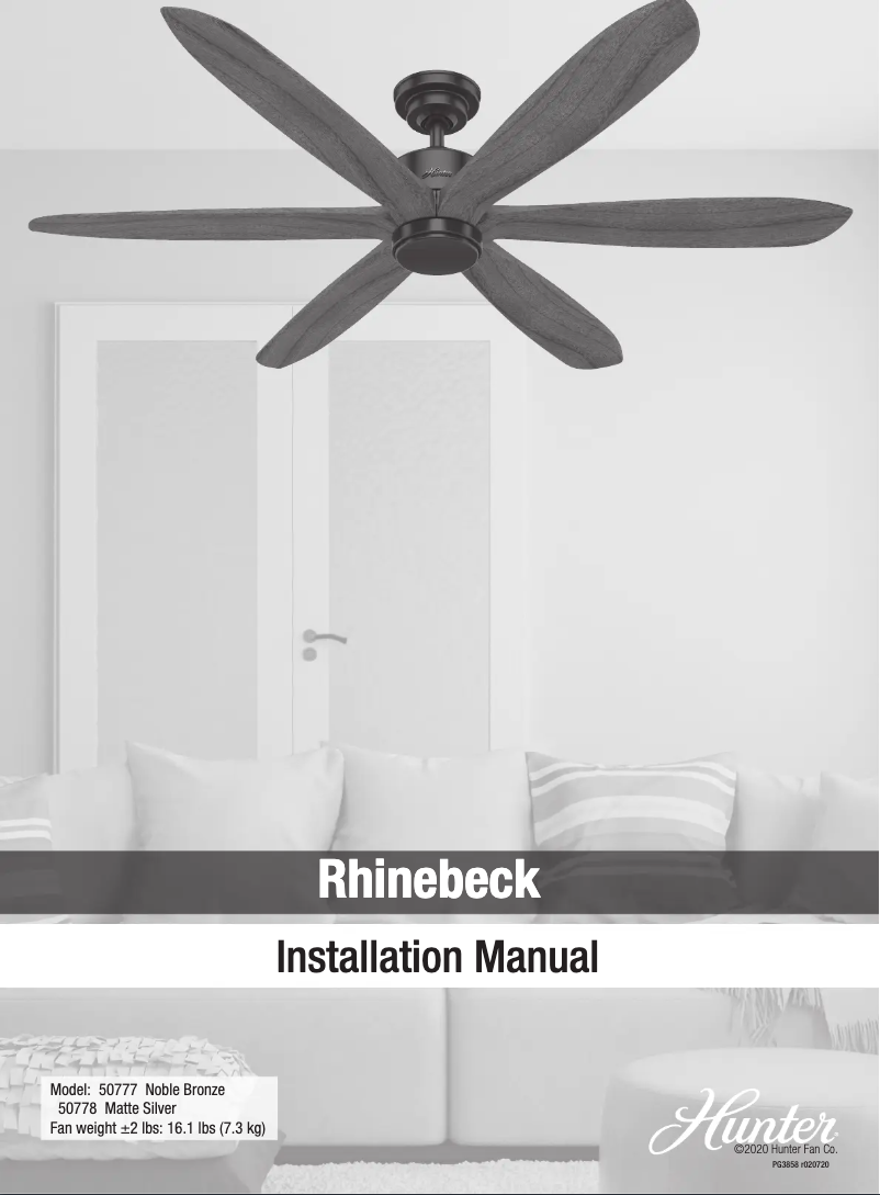 Page 1 de la notice Manuel utilisateur Hunter Rhinebeck