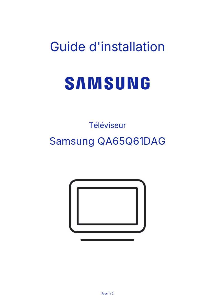Page n°1 - Guide d'installation Samsung QA65Q61DAG