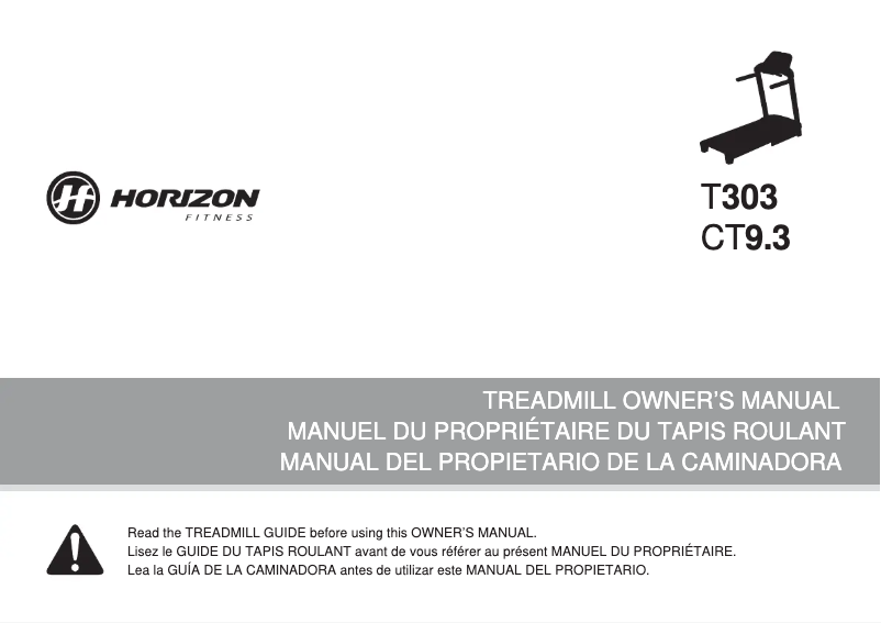 Page 1 de la notice Manuel utilisateur Horizon Fitness CT9.3