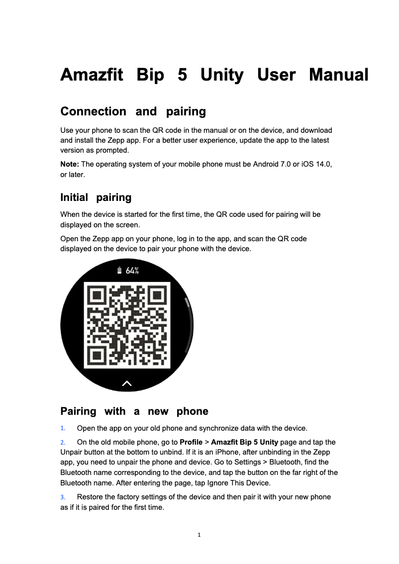 Image de la première page du manuel de l'appareil Bip 5 Unity