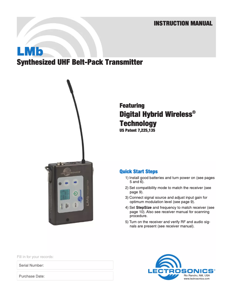 Image de la première page du manuel de l'appareil L Series ZS-LRLMb