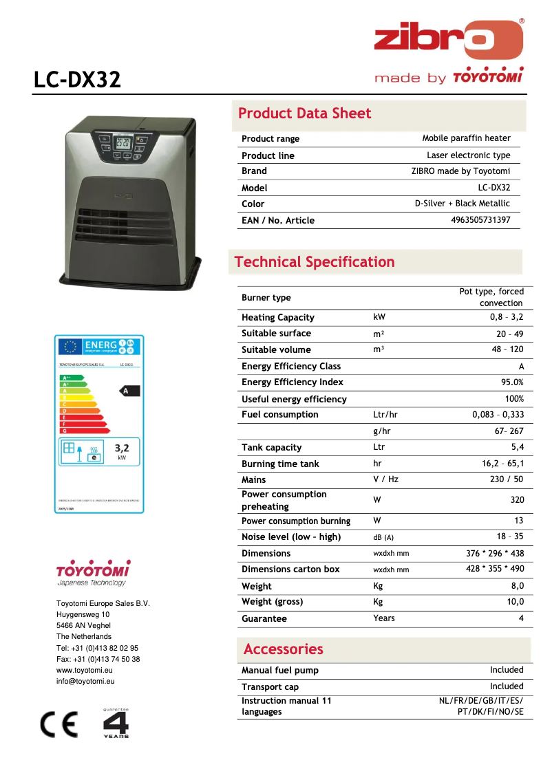 Page 1 de la notice Fiche technique Zibro LC DX 32