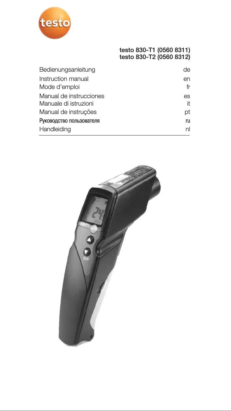 Page n°1 - Manuel utilisateur Testo 830-T2
