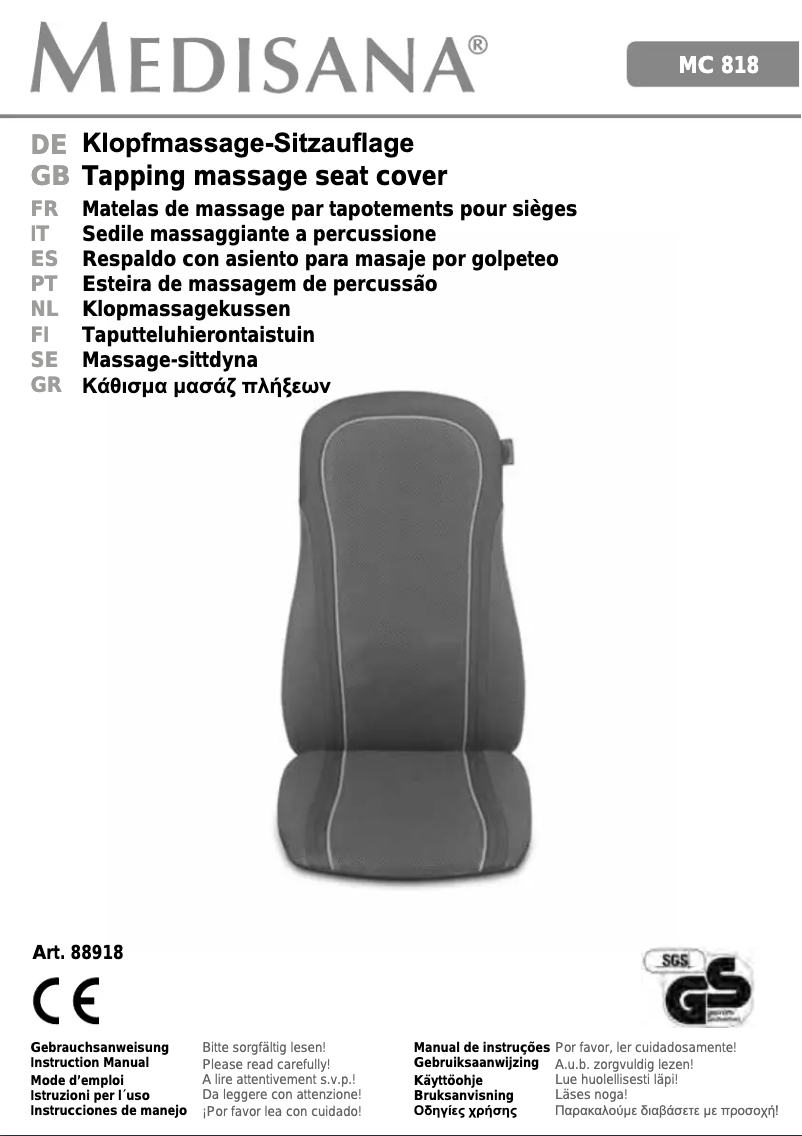 Page n°1 - Manuel utilisateur Medisana MC 818