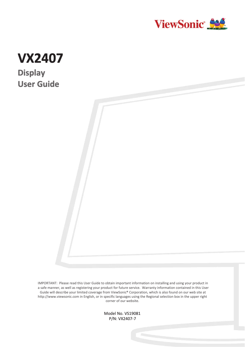 Image de la première page du manuel de l'appareil VX2407-7