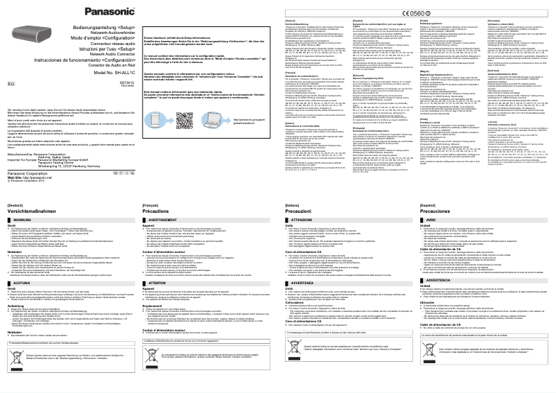 Page 1 de la notice Manuel utilisateur Panasonic SH-ALL1C