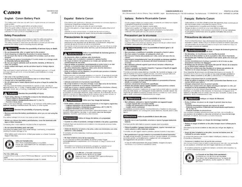 Page 1 de la notice Manuel utilisateur Canon NB-13L