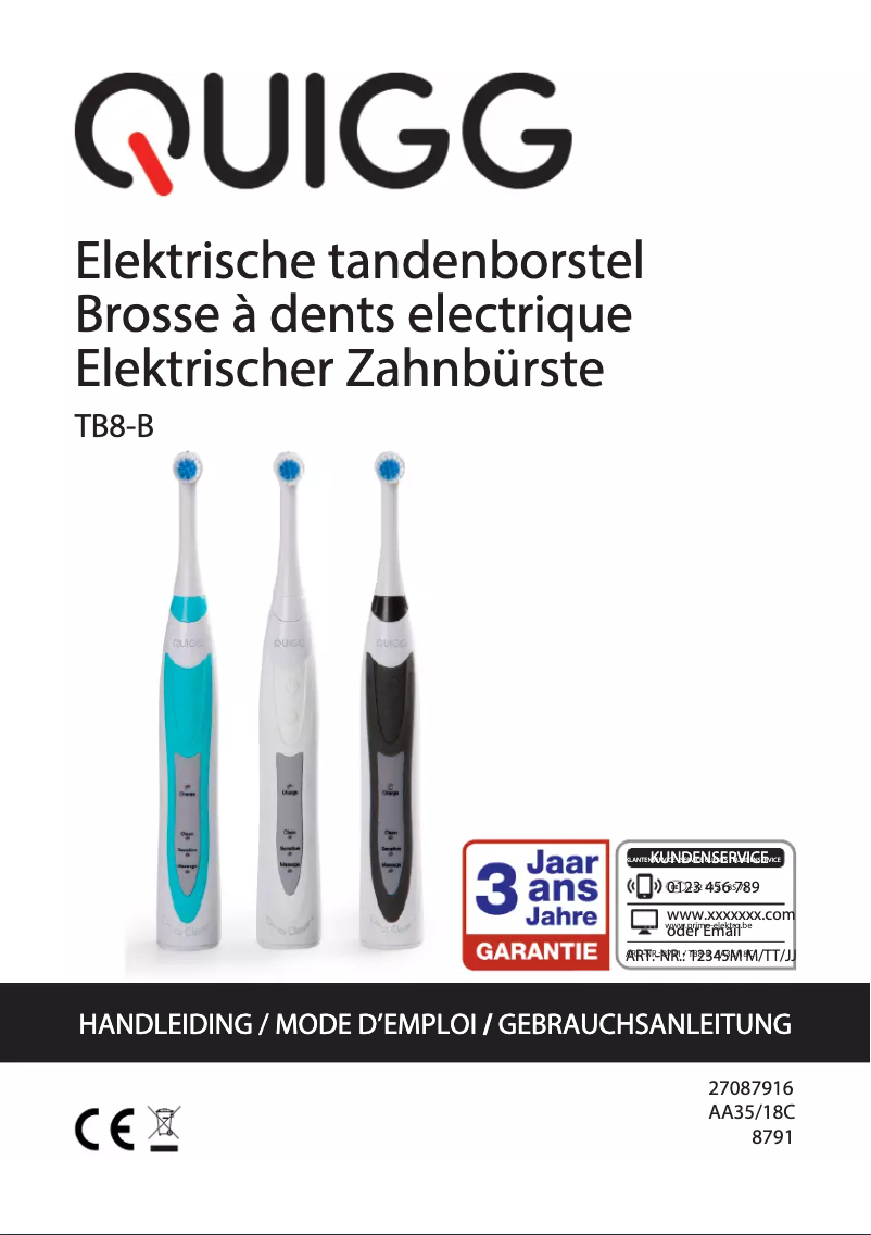 Page 1 de la notice Manuel utilisateur Quigg TB8-B