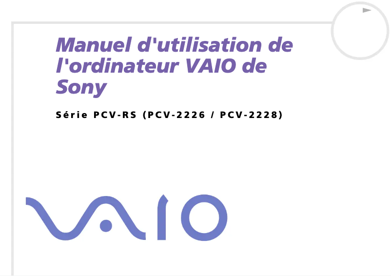 Image de la première page du manuel de l'appareil Vaio PCV-RSM21