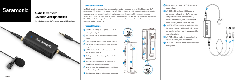 Page 1 de la notice Manuel utilisateur Saramonic LavMic