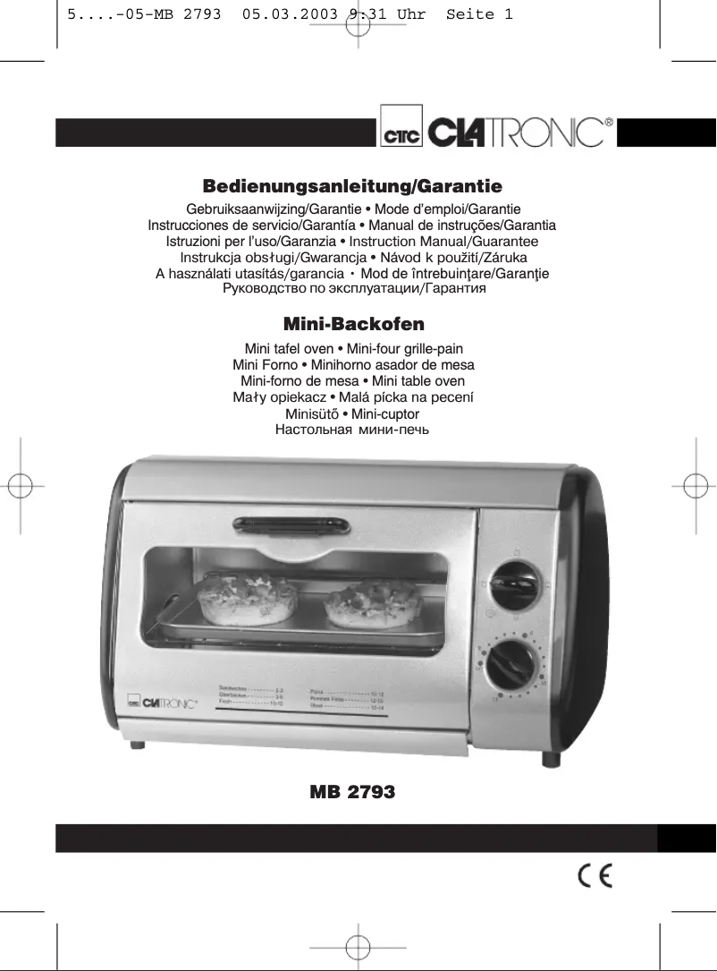 Page 1 de la notice Manuel utilisateur Clatronic MB 2793