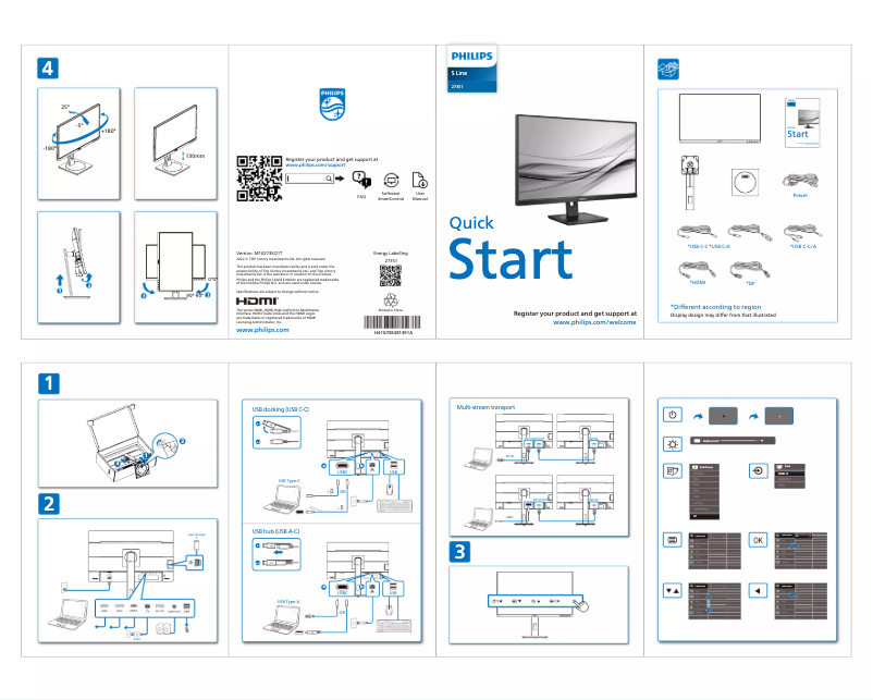 Página 1 del manual Guía de inicio rápido Philips 273S1