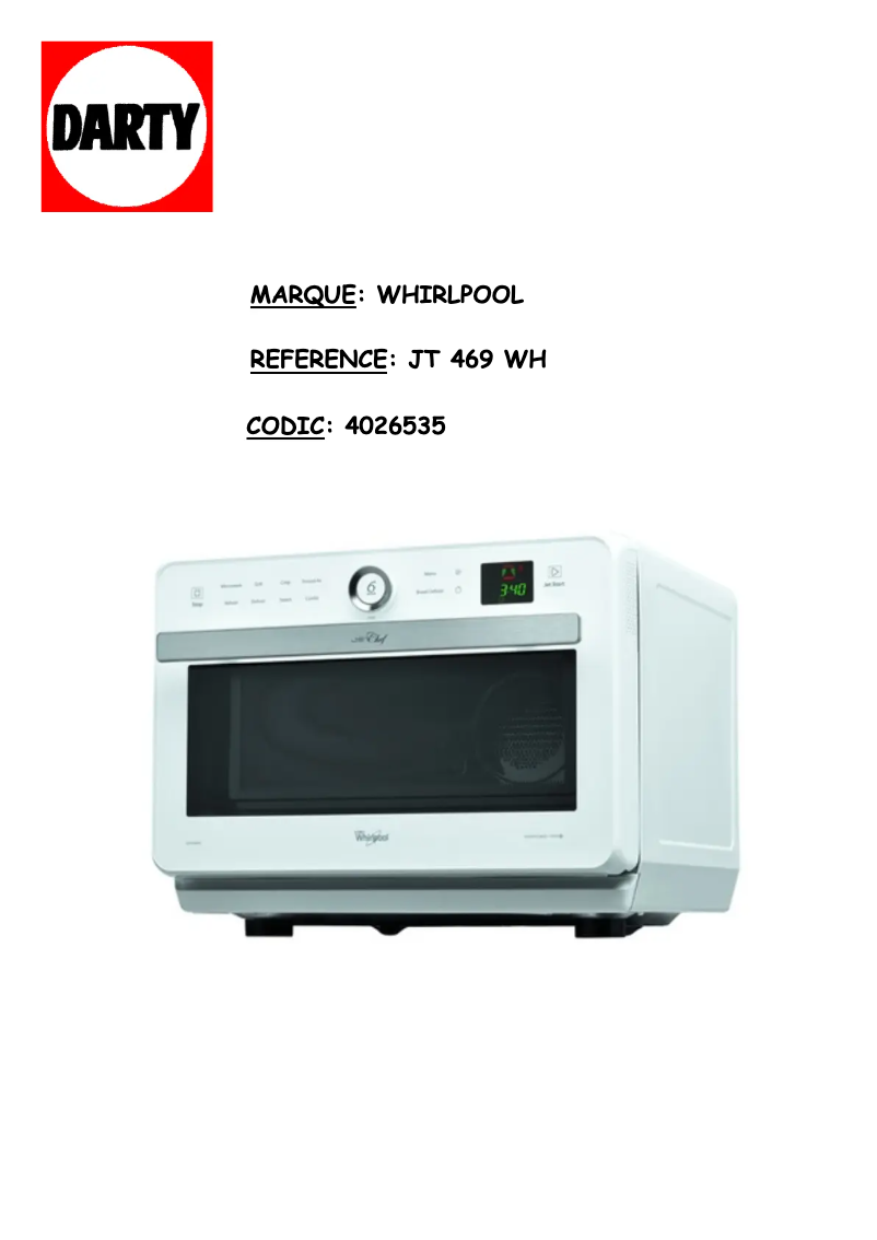 Página 1 del manual Manual de usuario Whirlpool JT 469 WH