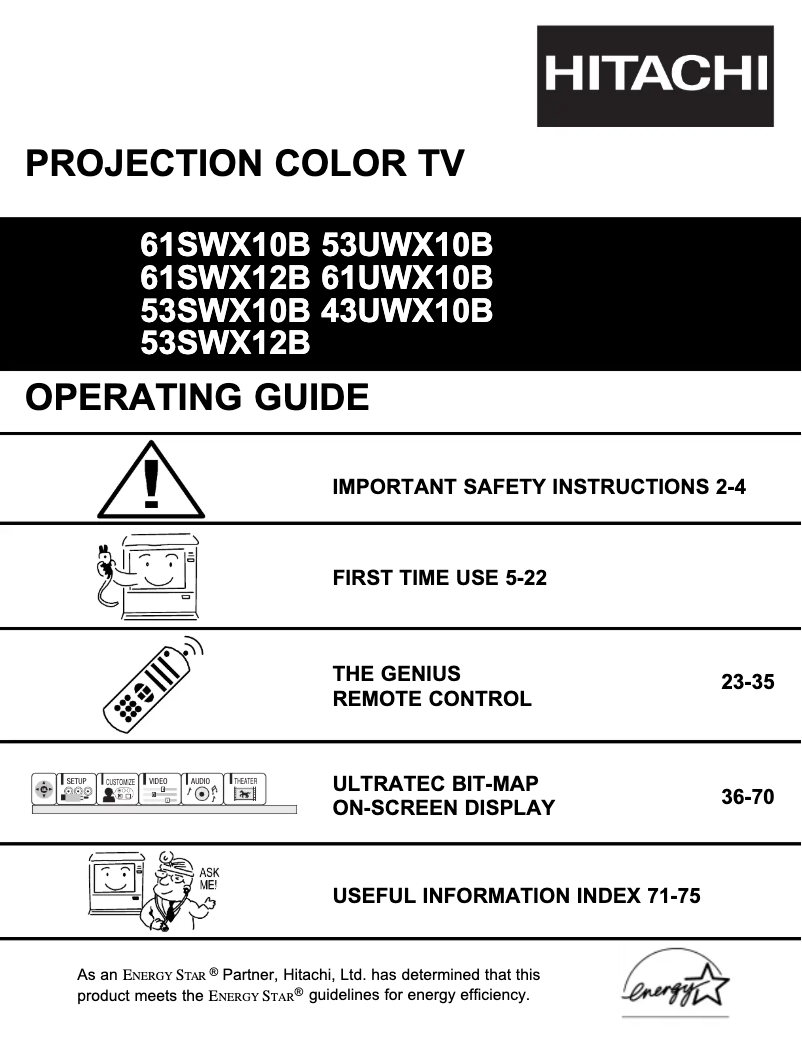 Image de la première page du manuel de l'appareil 61UWX10B