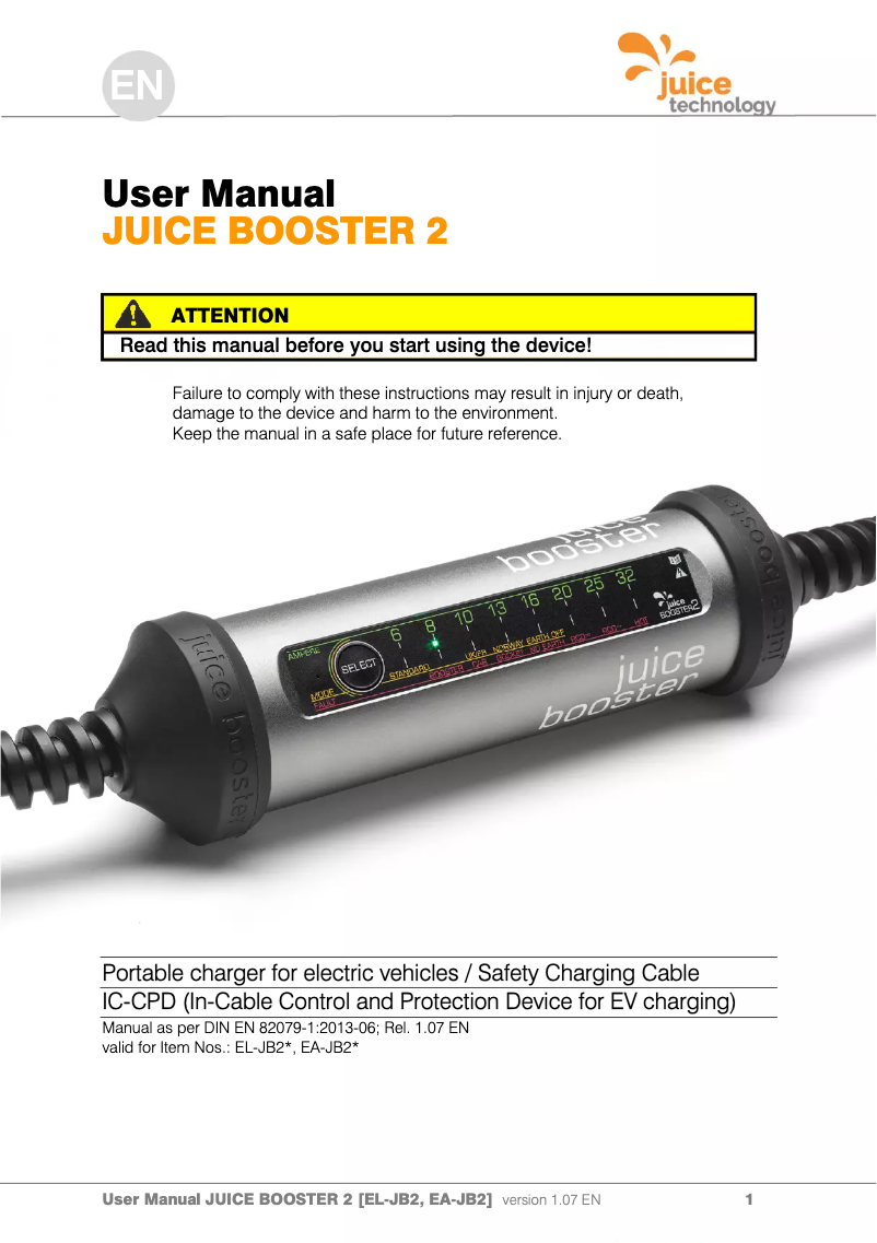 Image de la première page du manuel de l'appareil Booster 2