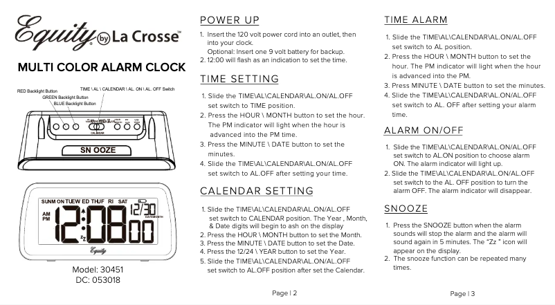 Image de la première page du manuel de l'appareil 30451