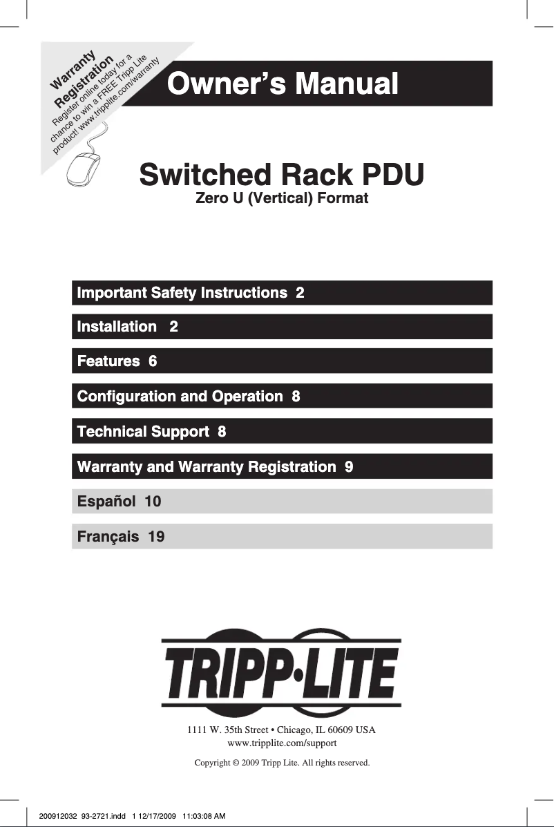 Página 1 del manual Manual de usuario Tripp Lite PDUMH20HVAT