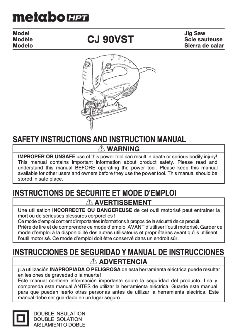 Page 1 de la notice Manuel utilisateur HiKOKI CJ90VST