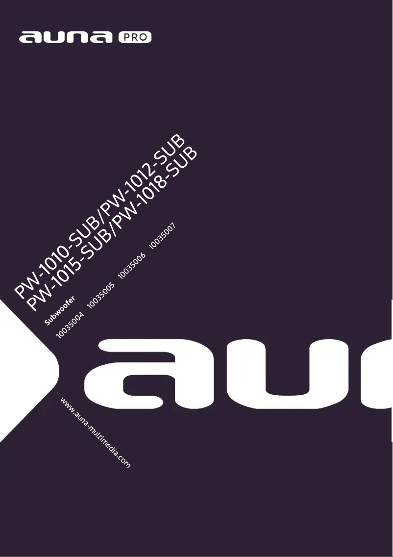 First page image of the manual for PW-1012-SUB MKII