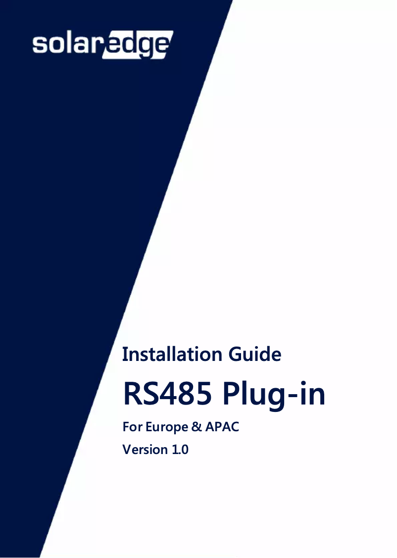 Page 1 de la notice Guide d'installation SolarEdge SE1000-RS485-IF