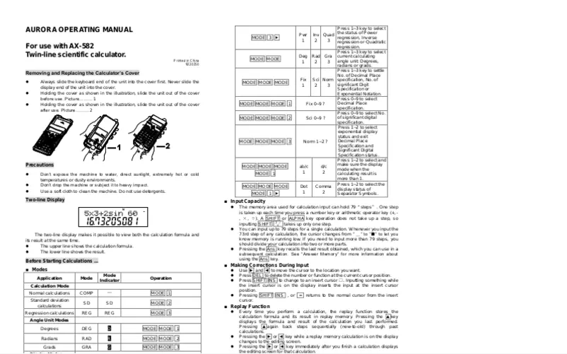 Page n°1 - Manuel utilisateur Aurora AX-582PK