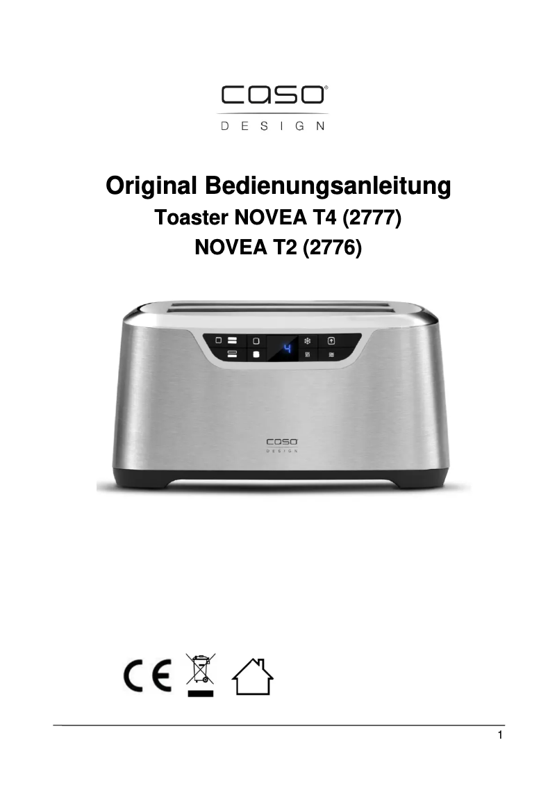 Page n°1 - Manuel utilisateur Caso Novea T2 2776