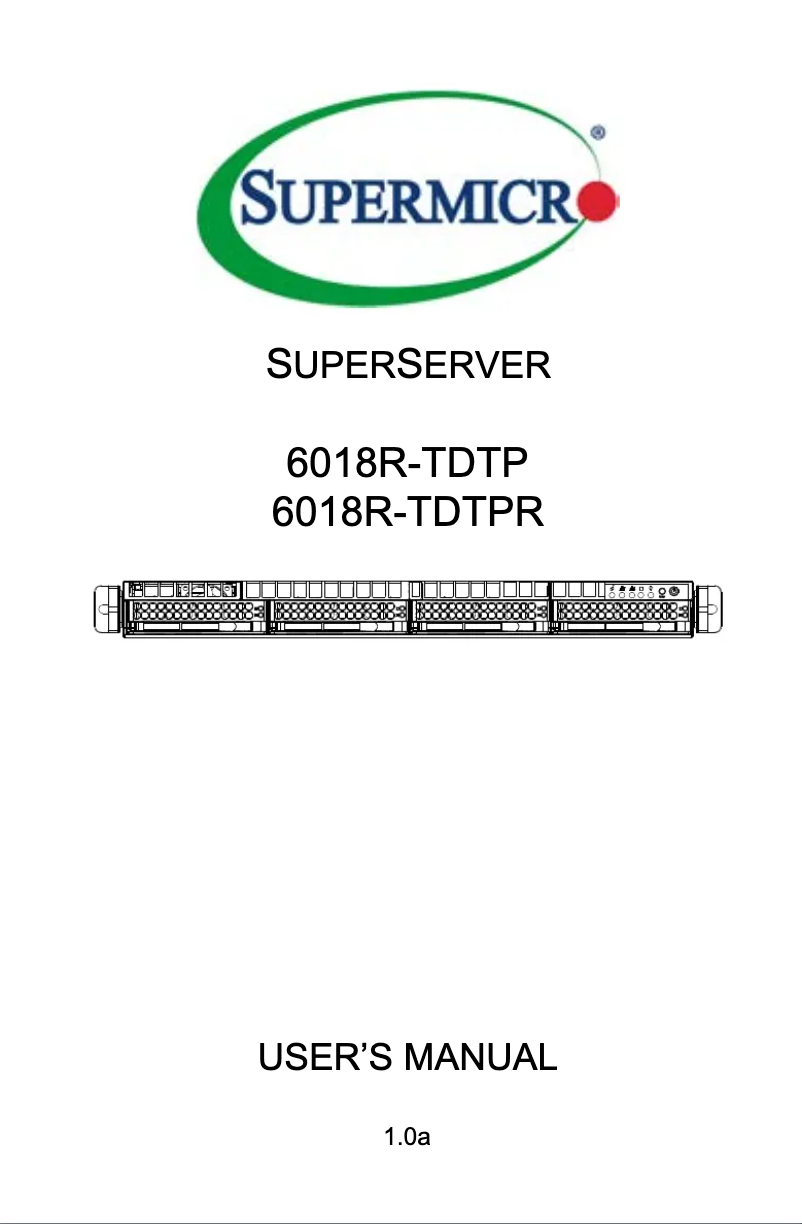 Image de la première page du manuel de l'appareil SuperServer 6018R-TDTP