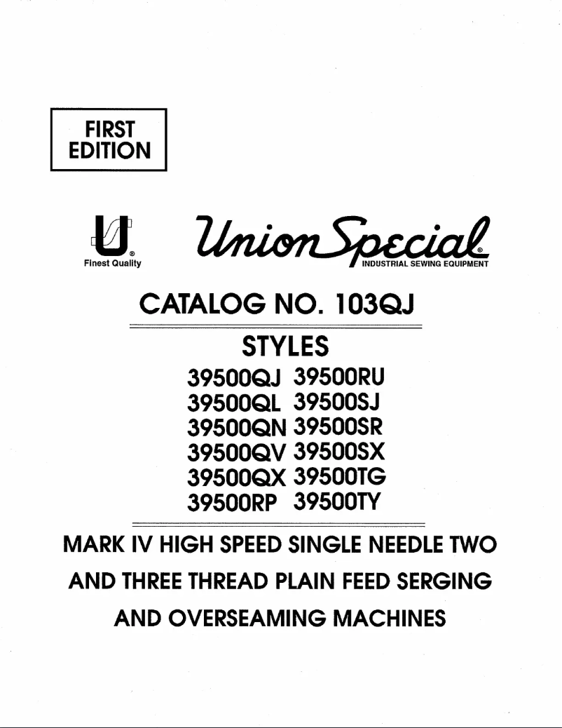 Page 1 de la notice Manuel utilisateur Union Special 39500RU