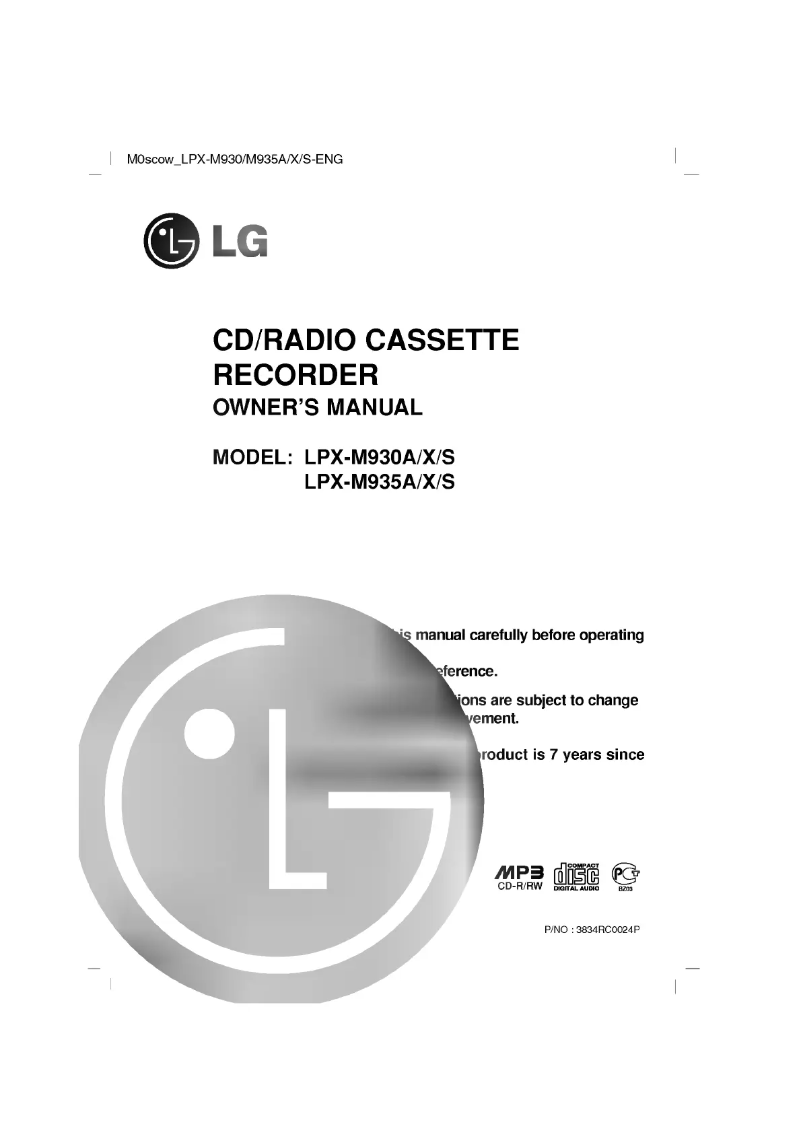 Page 1 de la notice Manuel utilisateur LG LPX-M930X