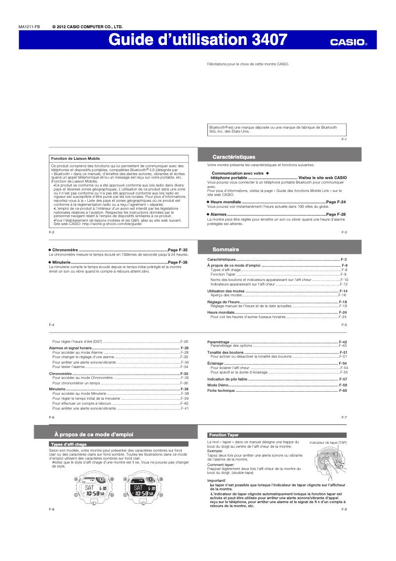 Page 1 de la notice Manuel utilisateur Casio GB-6900AA-5ER